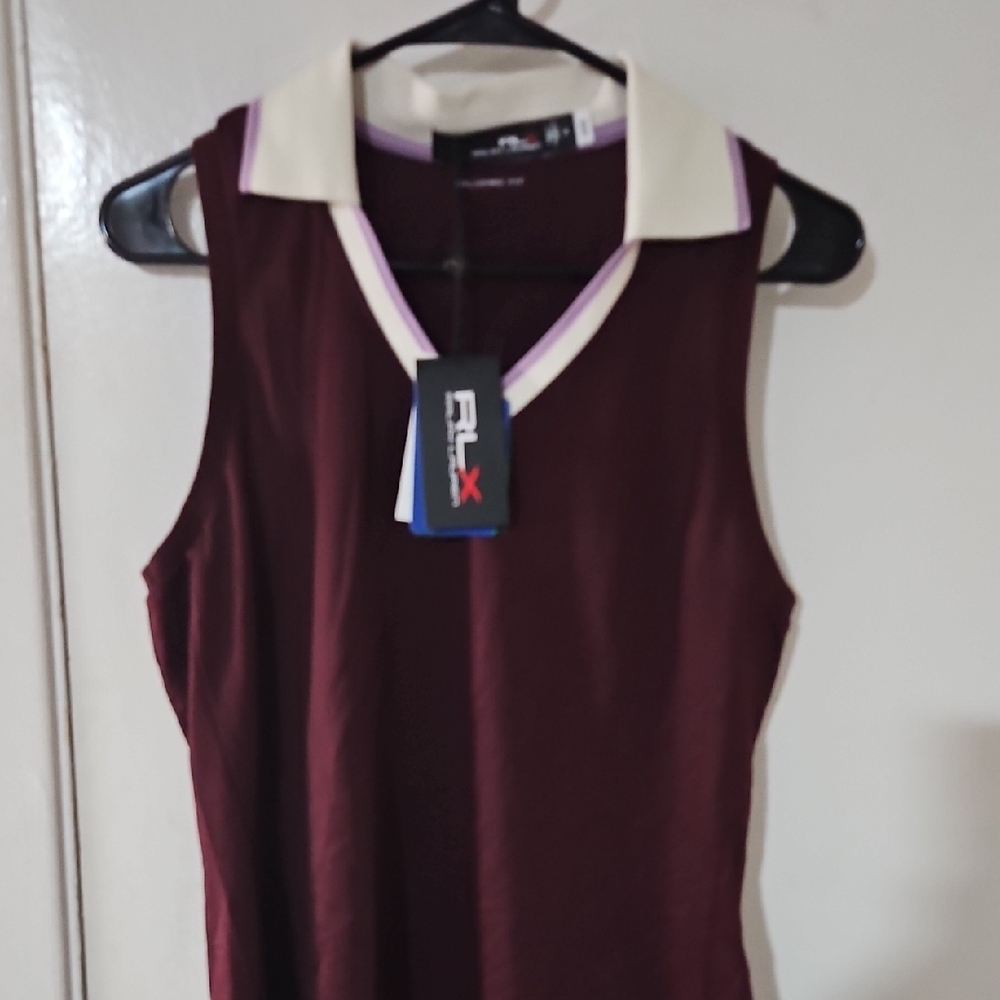 Ralph Lauren Red and White Fitted Polo Tank Top